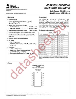 CD74HC00MTE4 datasheet  